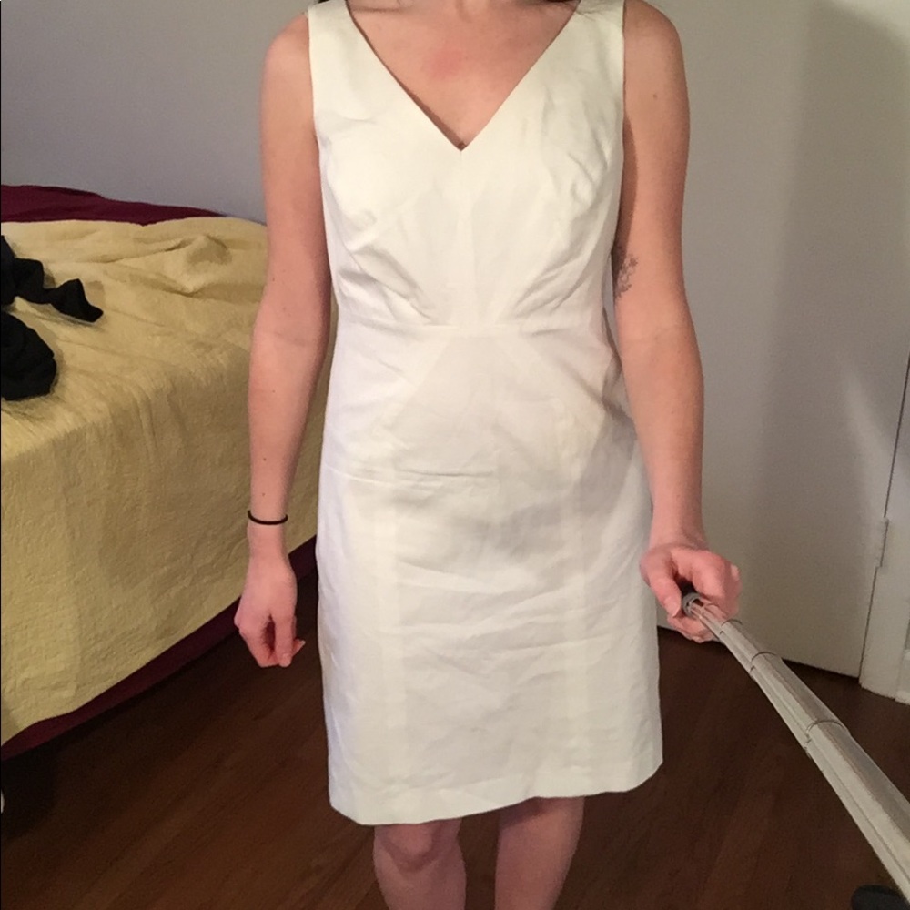 The Limited white V neck dress